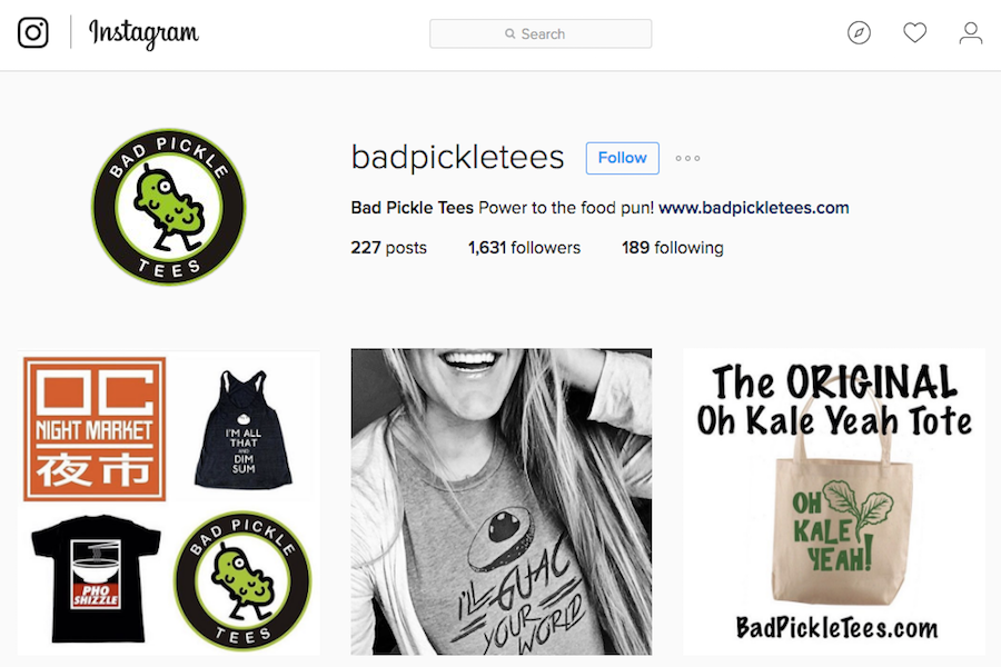Bad Pickle Tees shows its designs on Instagram