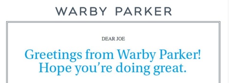 Warby Parker email introduction