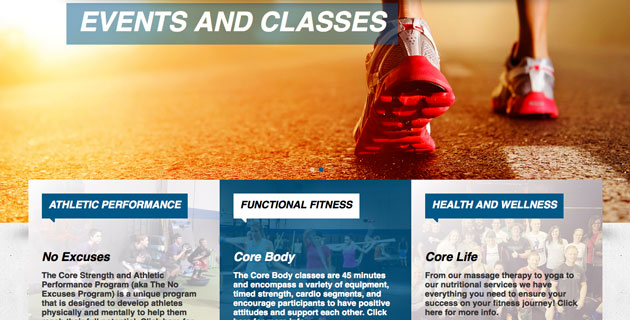 Core Athletic Using Cards on Website
